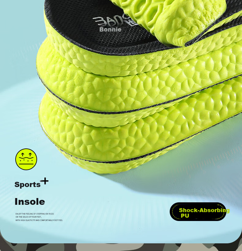 Bonnie Family 3-Pair Men's Insoles Sweat-Absorbing Odor-Resistant Mugwort Antibacterial Breathable Soft Cushioned Sports Insoles for Long Standing Summer 11