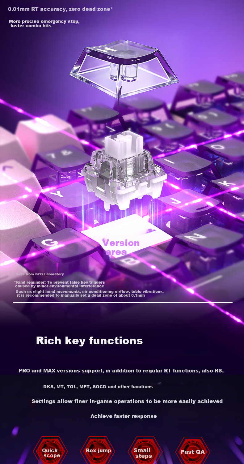 KZZI G89 Gaming Magnetic Axis Wired Keyboard RT Custom Mechanical 89-Key RGB Lighting Internet Cafe Keyboard for Gaming Valorant Gradient Pink White Jade Switch 7