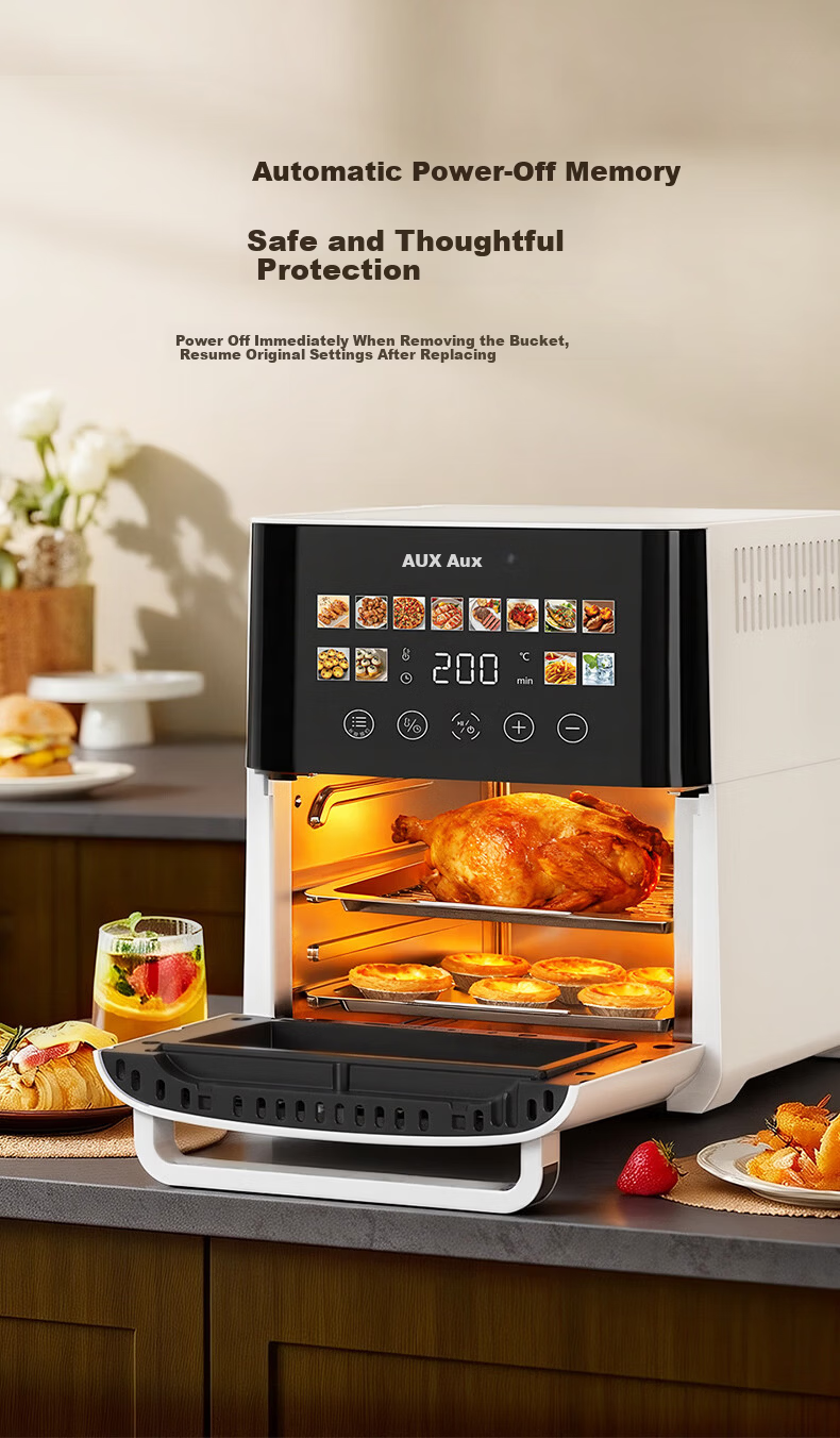 AUX 12L Air Fryer Oven Combo 2026 New Model Multifunctional Large Capacity Auto Flip Stainless Steel Interior 6