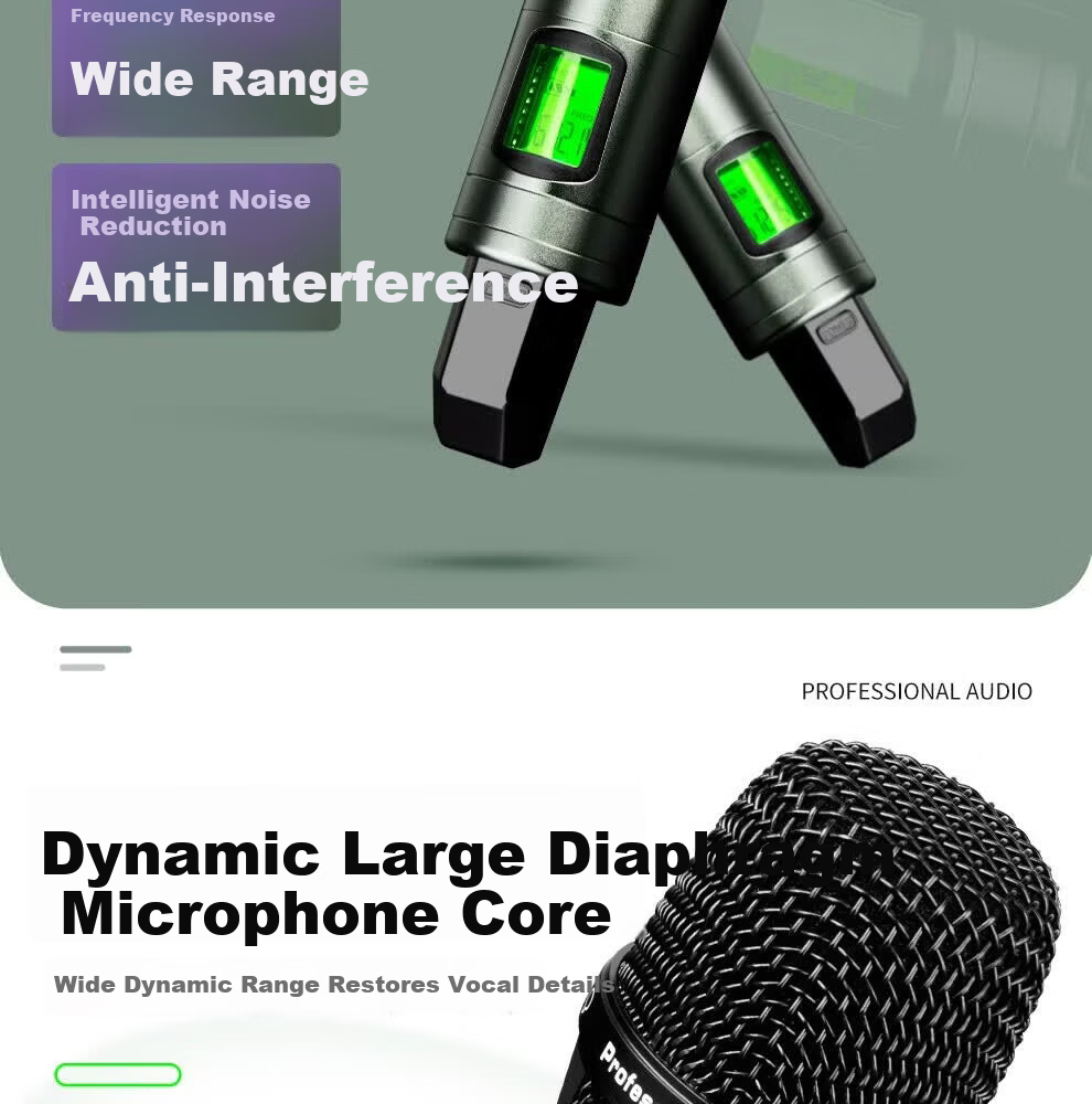 Depusheng DR666 Professional Wireless Microphone Dual Transmitter Karaoke Stage Performance KTV Singing School Speech Wedding Conference UHF Long-Distance Anti-Howling Microphone System 26
