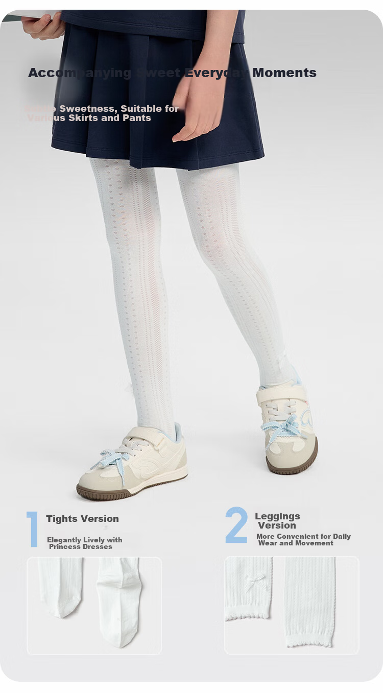 Balabala Kids Summer Mesh Breathable Thin Girls' Tights Dance Jacquard Sweet Leggings 5