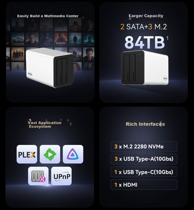 TerraMaster F2-425 Plus Aluminum Alloy Dual-Bay NAS 8GB RAM Network Storage Enterprise Office AI Home Cloud Server Mobile Photo Backup Private Cloud 3