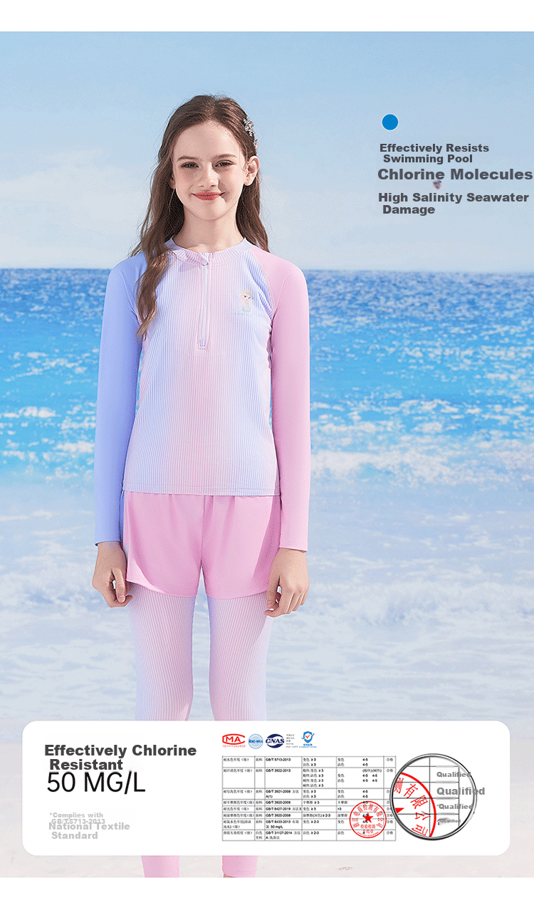 Disney Girls' Two-Piece Swimsuit with Long Sleeves And Pants, Sun Protection Swimwear D36129S2H Pink Elsa 120 4