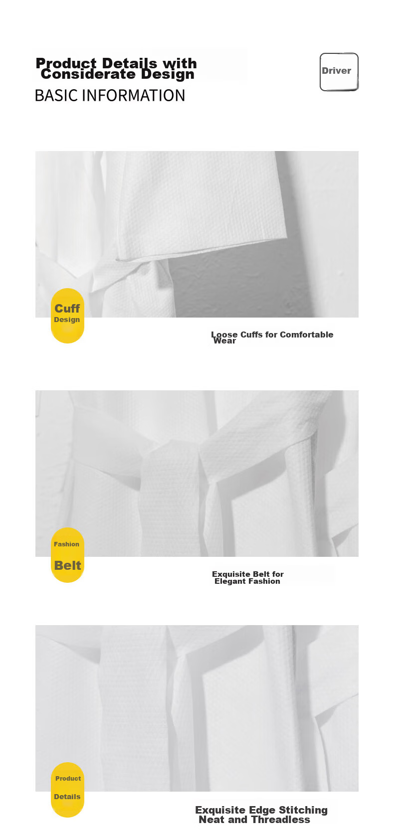 JOYTOUR Disposable Bathrobe, No-Wash Pajamas, Hot Spring Beauty Salon Bathwear, Travel Portable Essential, White Universal 4