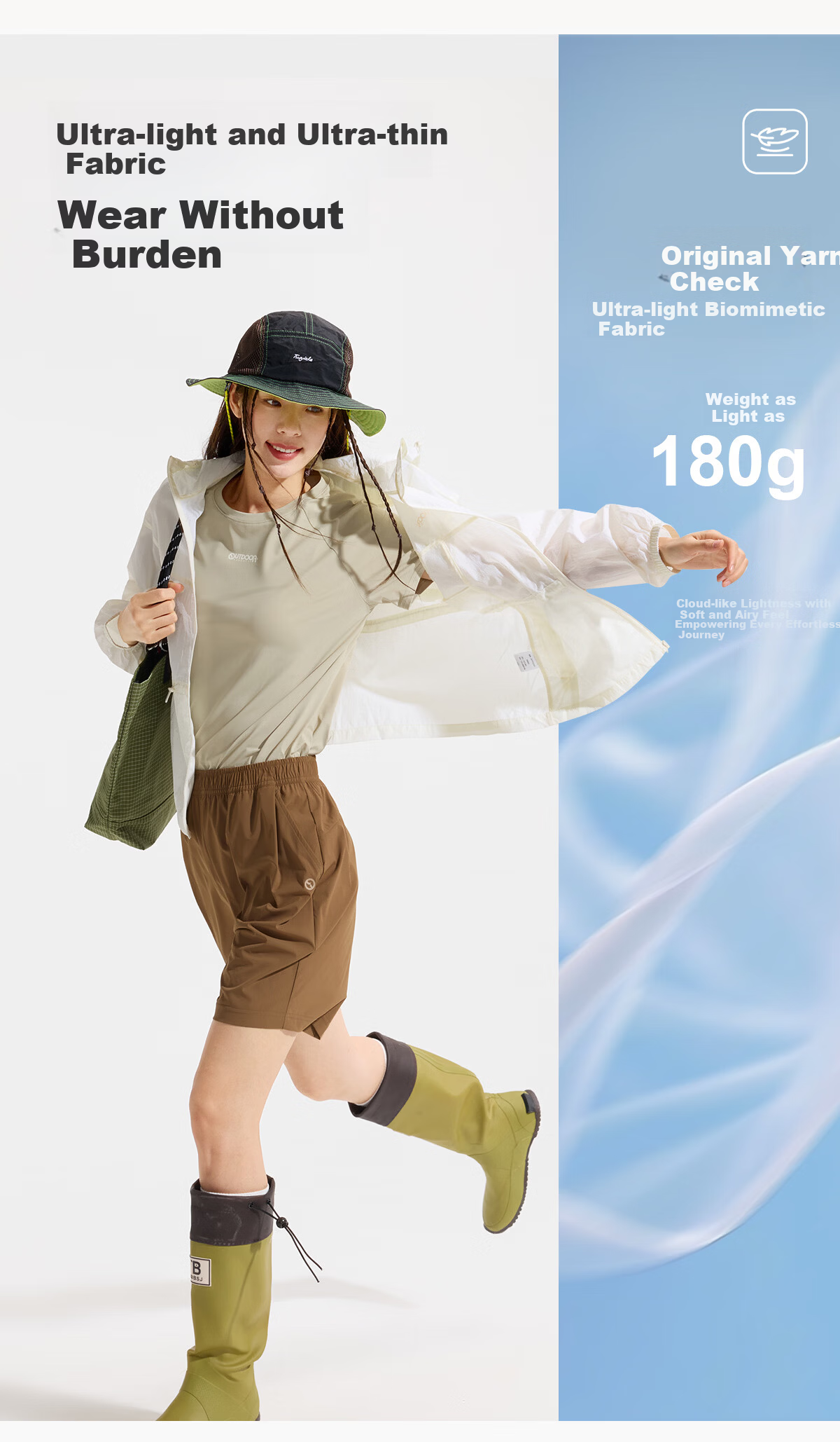 OUTDOOR PRODUCTS Women's Original Yarn UV Protection Jacket 26 Spring Summer Camping UV50+ Lightweight Breathable Skin Jacket OFPF522401 Light Water Blue 6