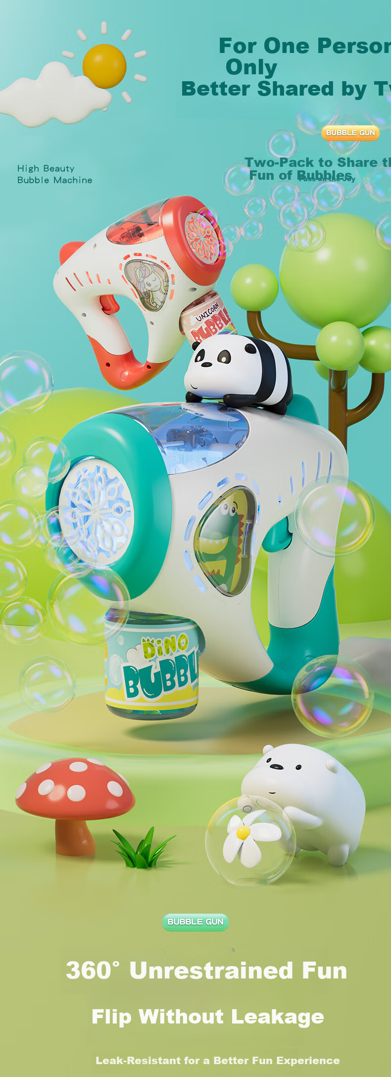 DEERC Bubble Machine Children's Toy Electric Bubble Gun for Ages 1-3 Popular Bubble Blower Wedding Birthday Children's Day Gift 1