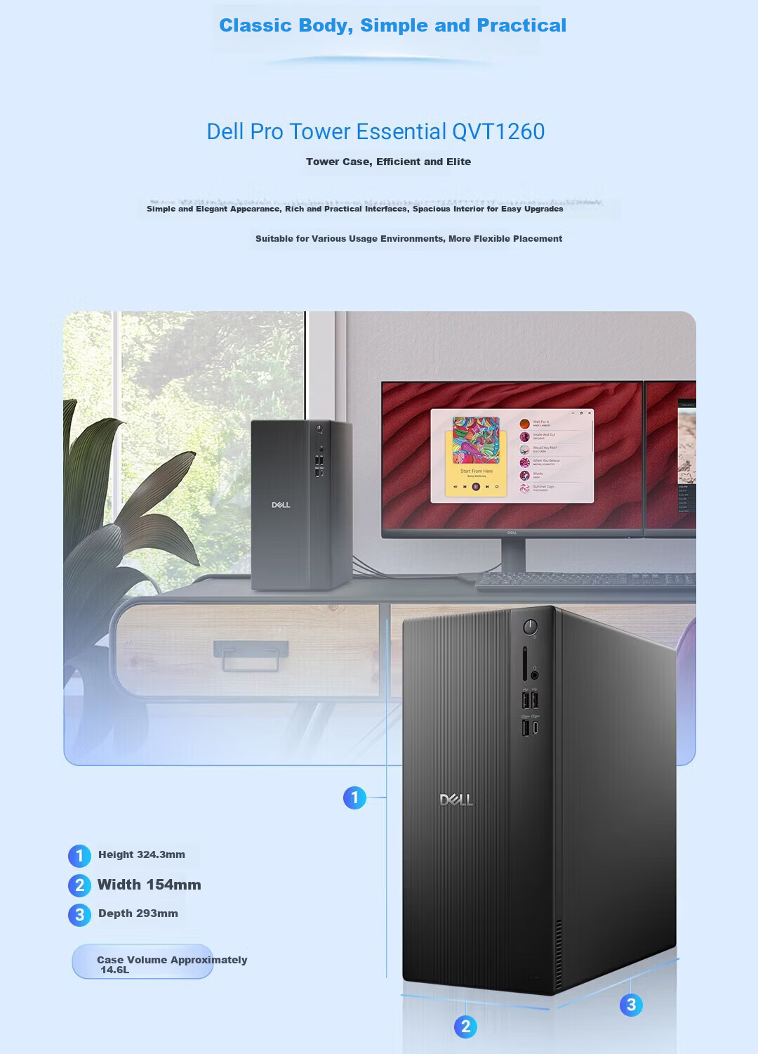 DELL Chengming New Pro E QVT1260 Commercial High-Performance Desktop Computer (i5-14400 16GB 512GB SSD) 3
