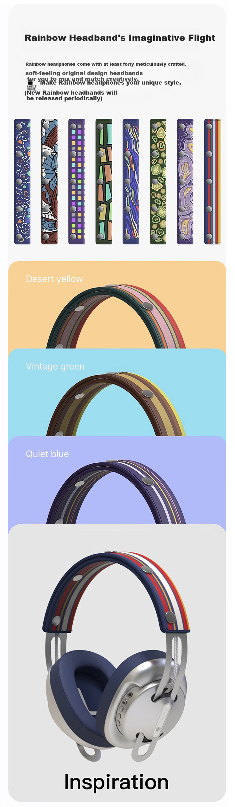Monixibi Rainbow Bluetooth Headphones "Fluid Brown" Special Edition High-Fidelity Wireless Over-Ear Headphones Compatible with Apple/Huawei Phones, Computers, and Laptops 4