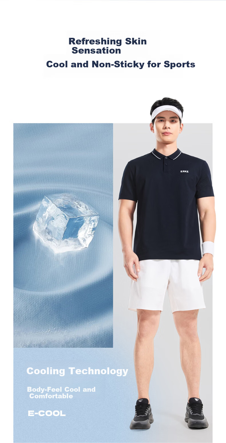 Hongxing Erke Summer Sports Short Sleeve Polo Shirt Outdoor Ice Cool Casual Men's Light Business Micro Collar T-Shirt 5