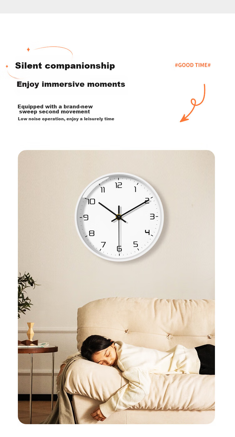 Compas Silent Wall Clock Living Room Minimalist Aesthetic Creative New Bedroom Quartz Wall Clock 7121B White 3