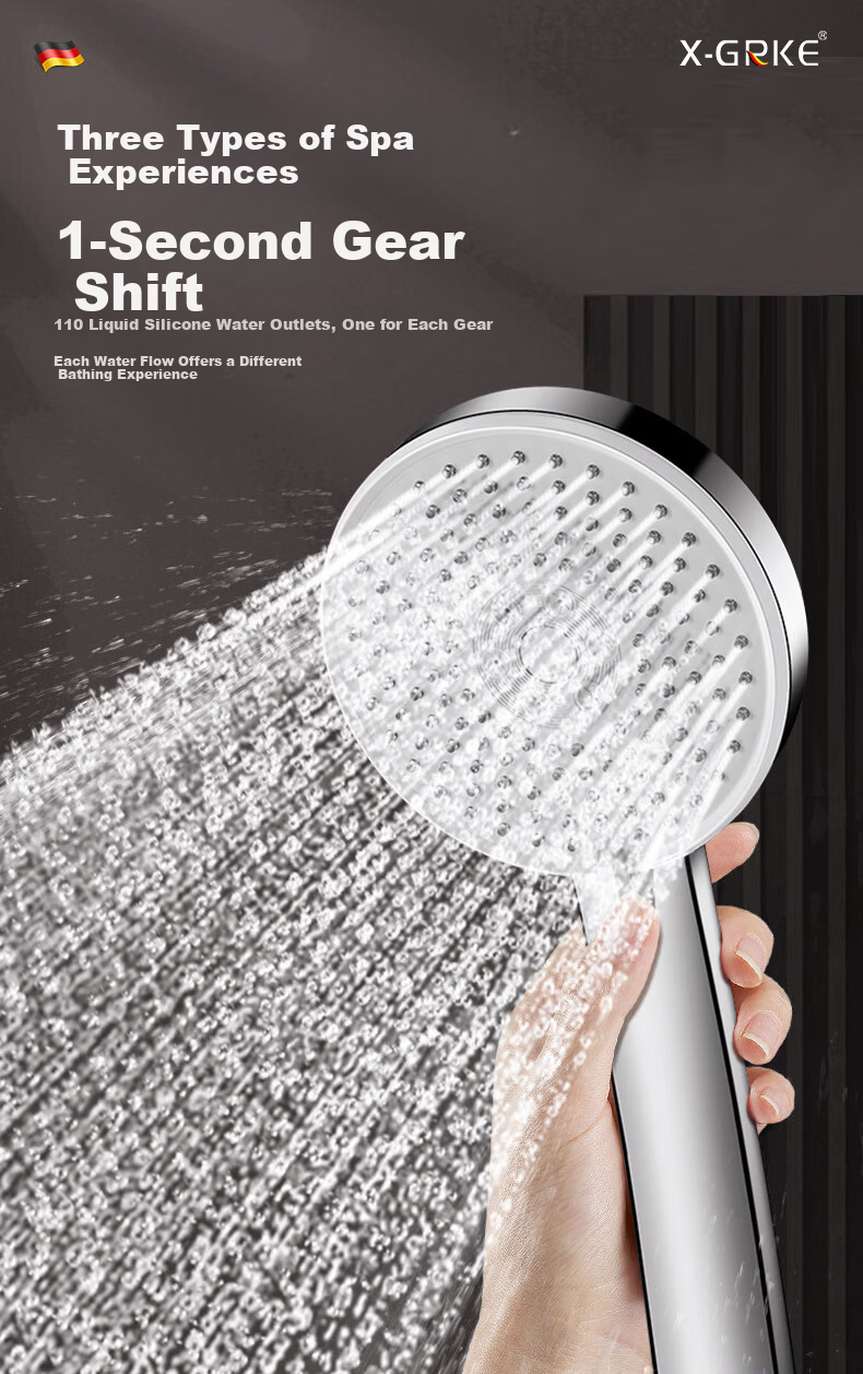 X-GRKE [Germany] High-Pressure Shower Head Turbo Boost Large Water Flow Bathroom Shower Sprayer 12