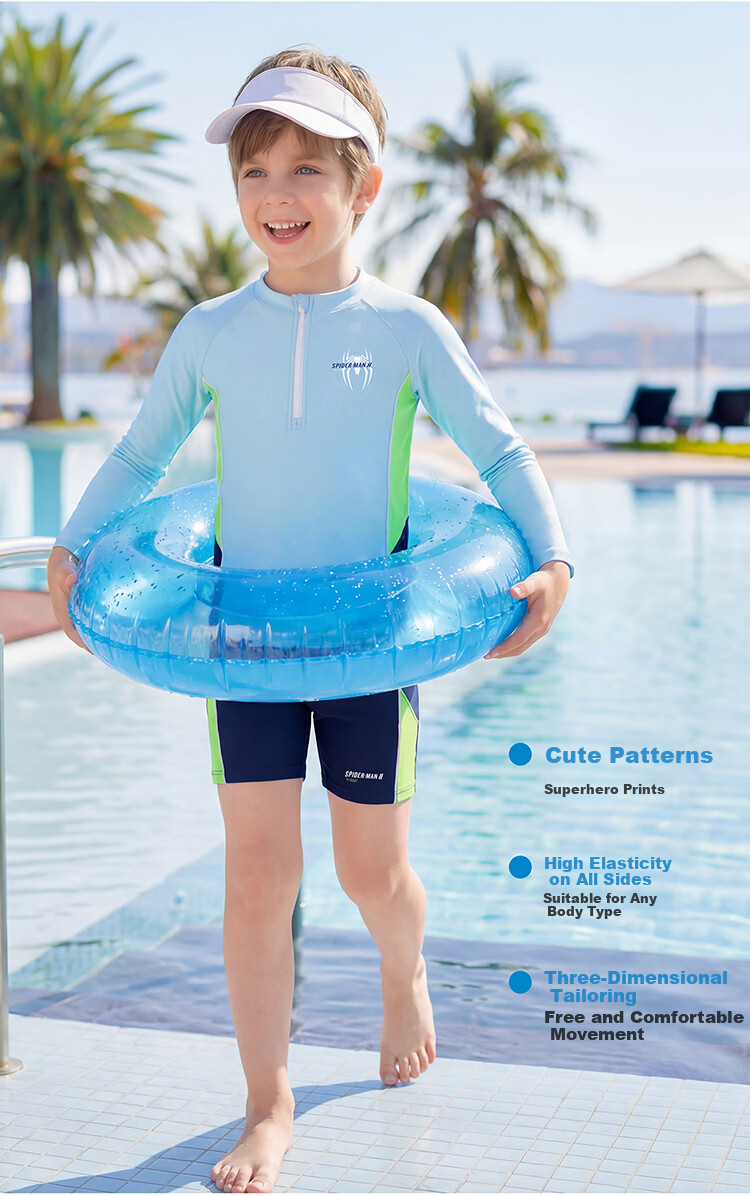 Disney Boys' Two-Piece Long-Sleeve Swimsuit, Sun Protection for Older Children And Teenagers, D36592S2F Spider-Man, Size 120 4