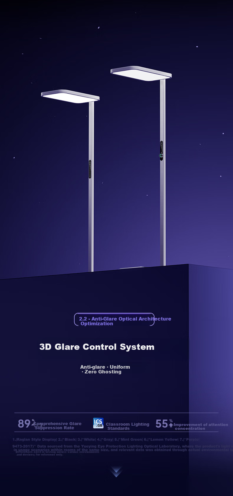 Yueying JC Series Sea Light Purple Light Large Road Lamp Eye Protection Student Study Desk Lamp JD Self-operated 150W 17