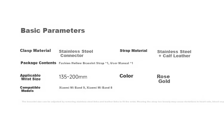 MI Smart Band Fashion Hollow Bracelet Pink Gold 5