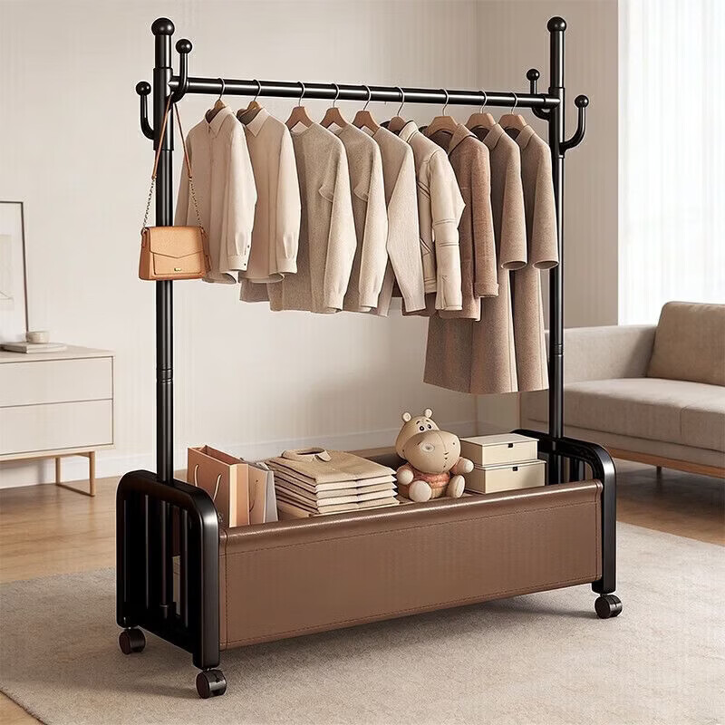 Hakkai Bird Floor Clothes Drying Rack Home Bedroom Garment Rack Mobile with Wheels Indoor Storage Coat Rack