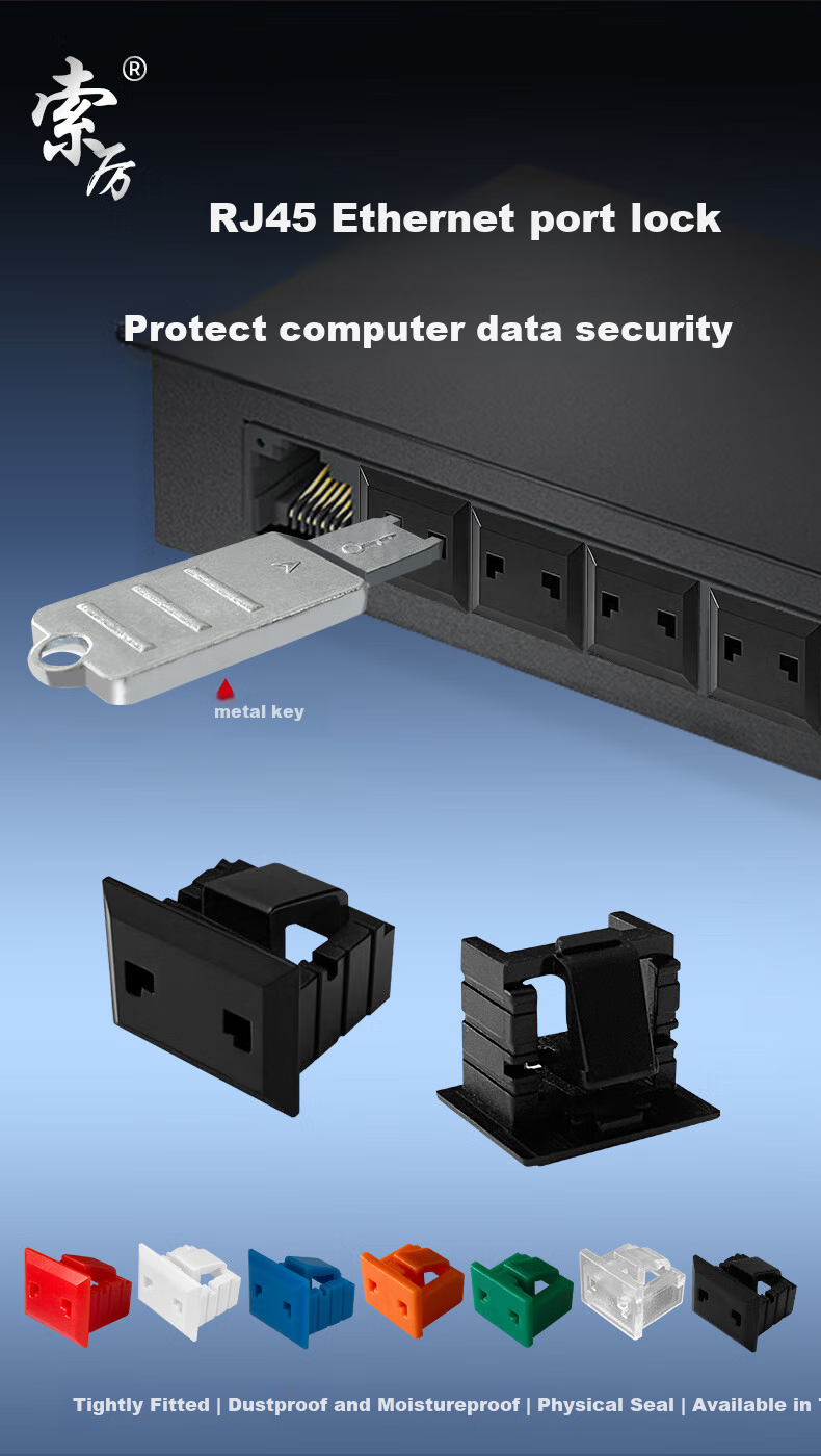 Soli RJ45 Port Lock Detachable Network Port Plug RJ45 Port Lock for Computer Switch Industrial Control Metal Tool 1 Set + 6 Black Dust Covers 20665 1