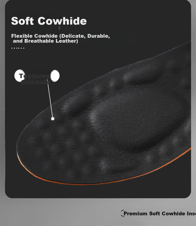 Aokang Genuine Leather Soft Cowhide Insole for Men’s Shoes, High-Elastic Sponge Sports Insole, Shock Absorbing, Breathable, Comfortable for Military Training and Long Standing 5