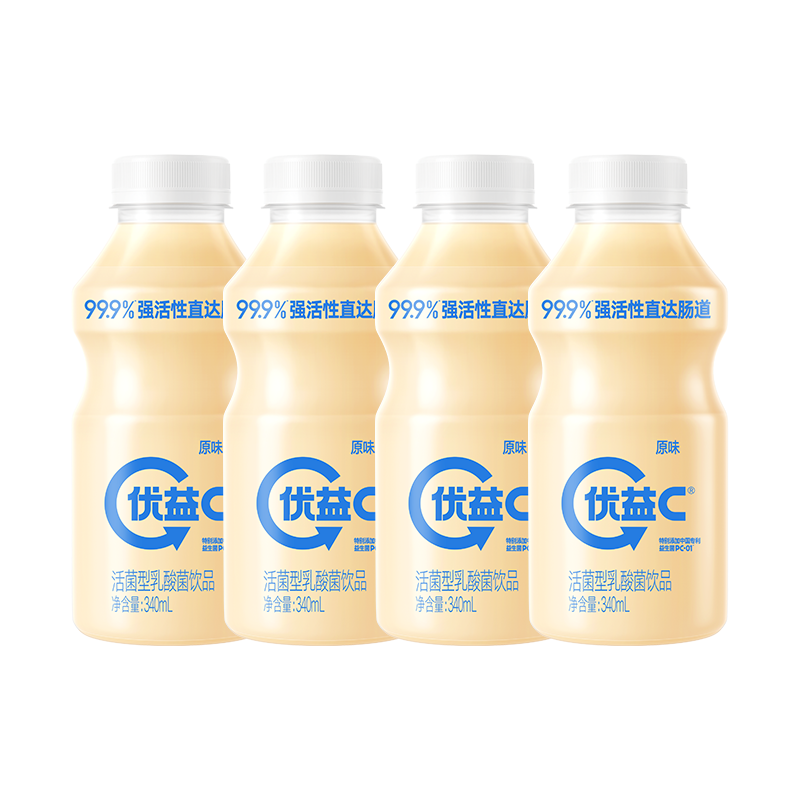 蒙牛（MENGNIU）杨紫推荐 优益C乳酸菌饮品0脂肪原味340mL*4瓶