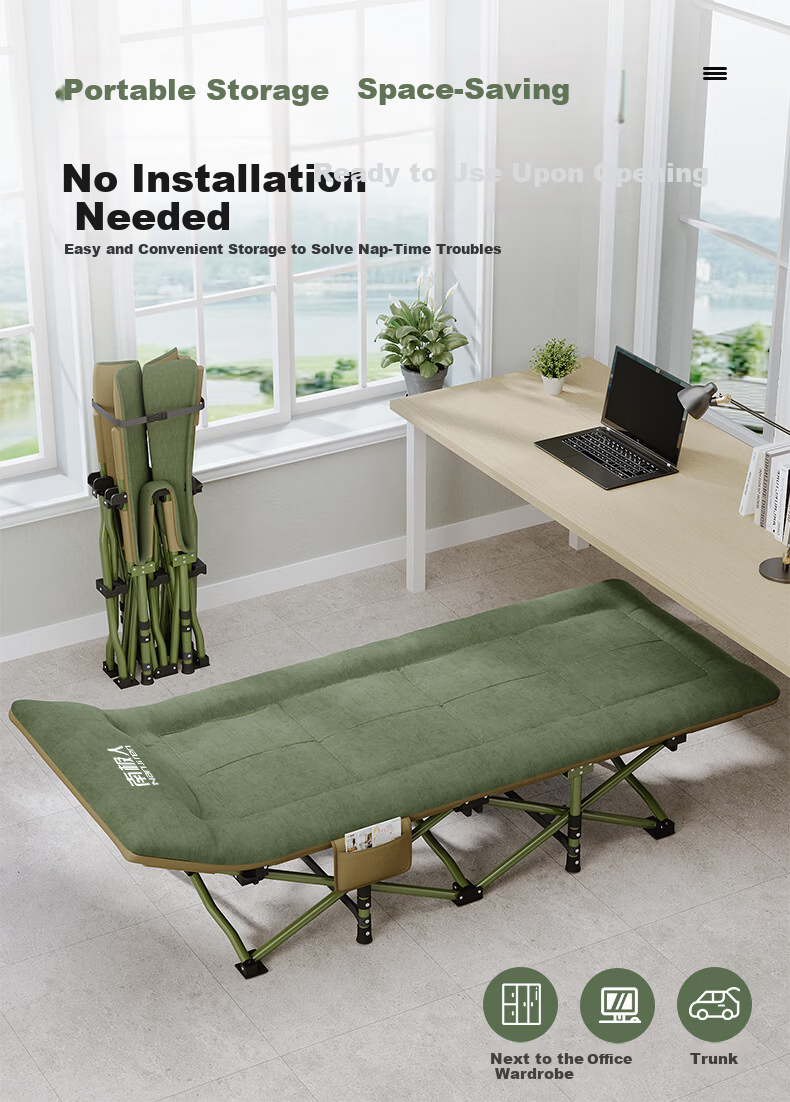Nanjiren Folding Bed Recliner Office Single Nap Bed Care Bed American Style Ten-Leg Bed 190cm 7