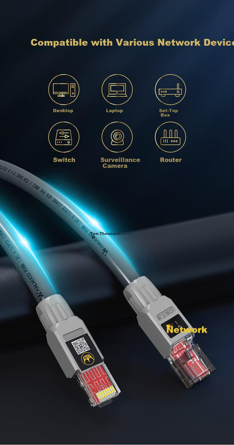 WANJEED CAT6 Gigabit Ethernet Cable [National Standard 23AWG-0.57mm Pure Oxygen-Free Copper Core] CAT6 Unshielded Twisted Pair Cable for Home Network Monitoring And POE, One Box of 100 Meters 5