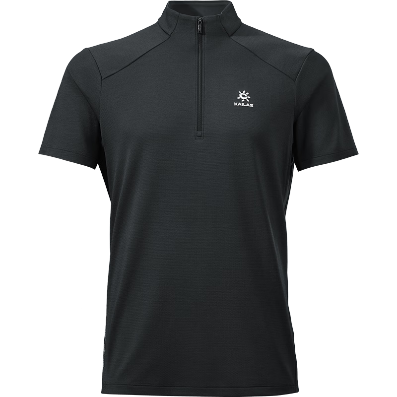 KAILAS Kailas Men's Half-Zip Functional Short Sleeve T-Shirt Outdoor Hiking Breathable Spliced Wool High Collar Quick-Dry Shirt