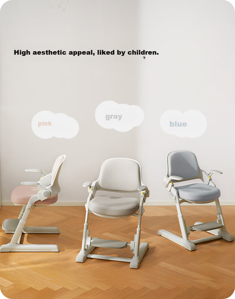 89jian F2 Children's Study Chair Writing Desk Chair Adjustable Seat Stool for Primary School Home Study Room with Back Support 145FB Gray 32