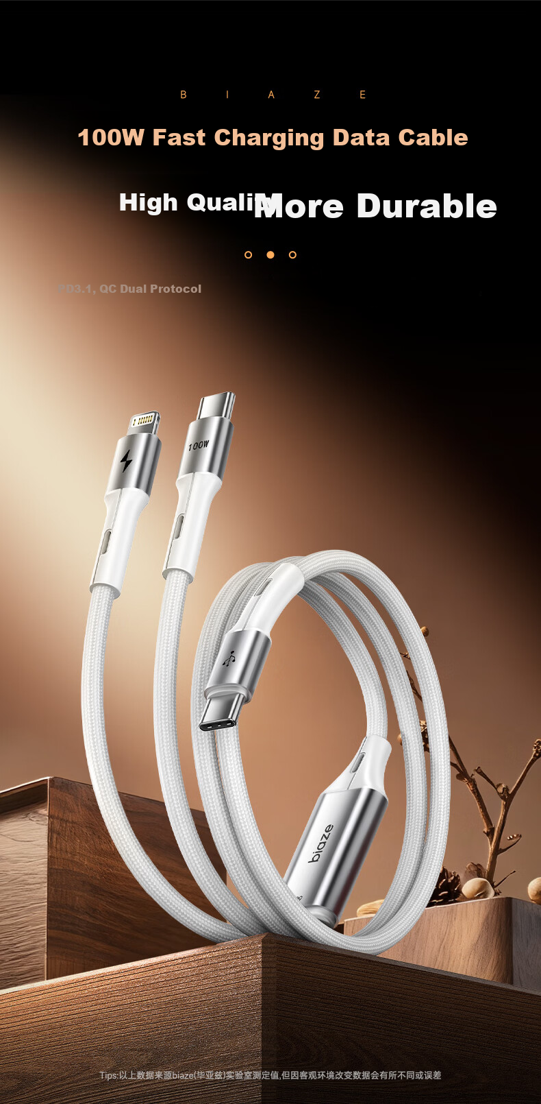 BIAZE Type-C Data Cable, 100W Super Fast Charging, Car USB-C Charging Cord, Suitable for Huawei, Honor, Xiaomi, Android, Apple IPhone 18/17/16/15 Pro Max Phones 1