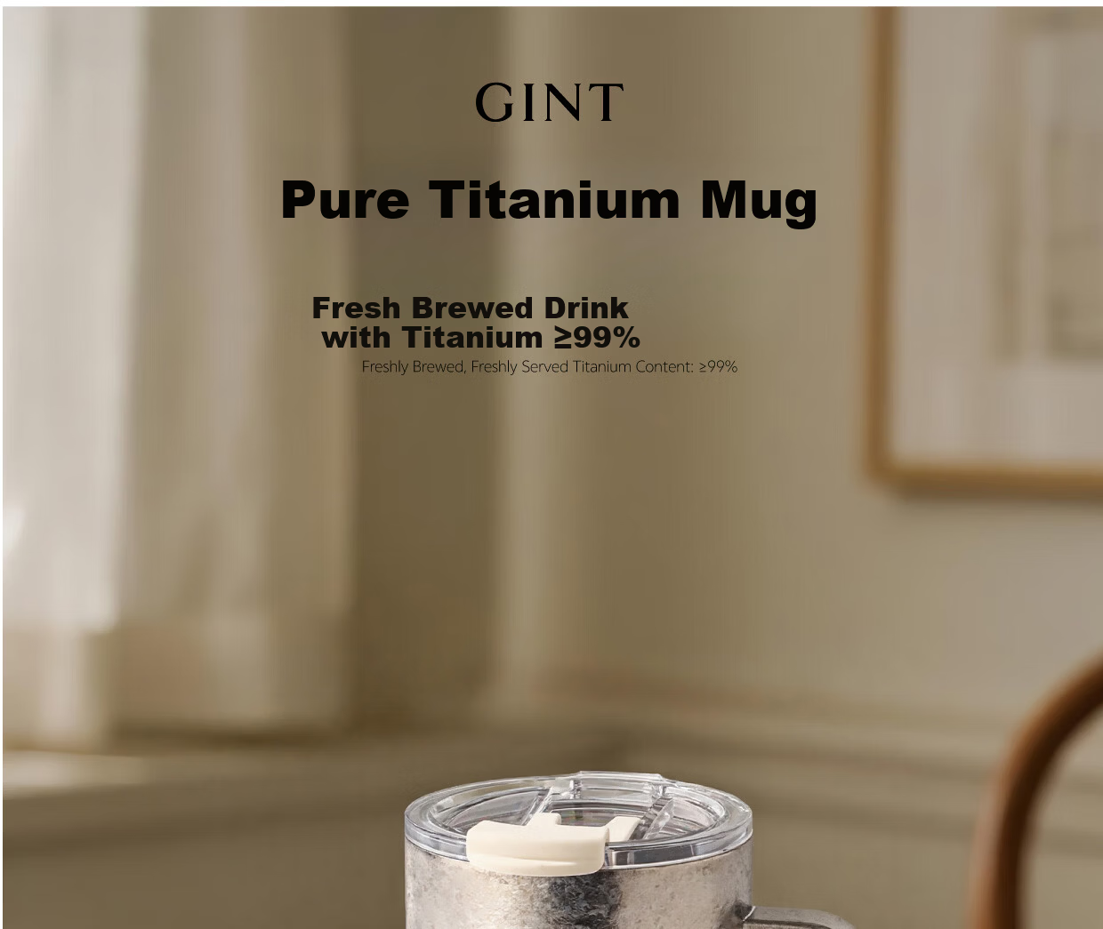 GiNT Pure Titanium Insulated Mug High-Value 2026 New Hand Brew Coffee Cup Office Water Cup with Lid 1