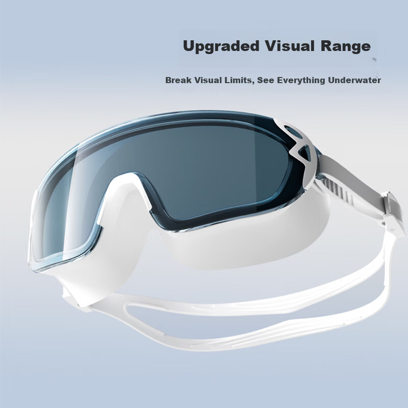 JEEP Swimming Goggles HD Anti-Fog Waterproof Large Frame Prescription Swim Glasses for Men and Women Professional Equipment Clear White Plano