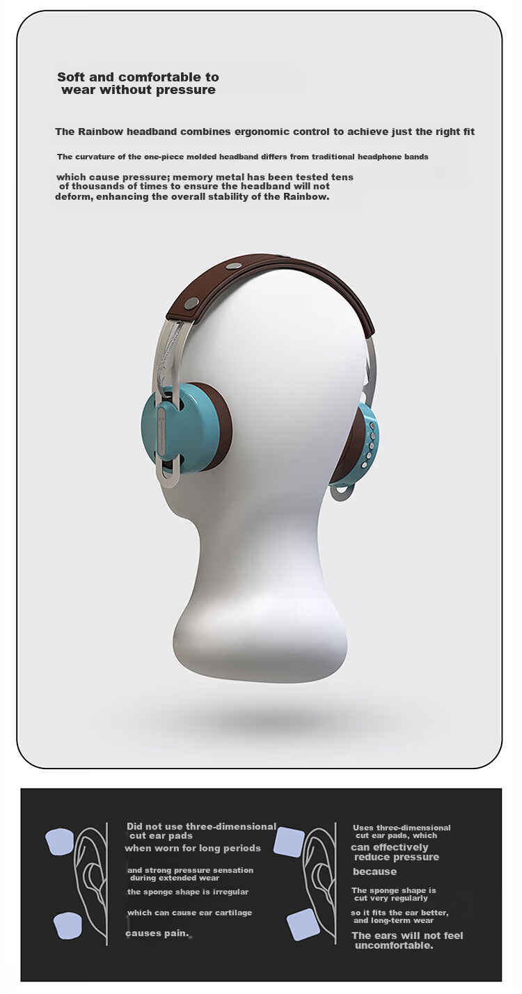 Monixibi Rainbow Bluetooth Headphones "Fluid Brown" Special Edition High-Fidelity Wireless Over-Ear Headphones Compatible with Apple/Huawei Phones, Computers, and Laptops 7