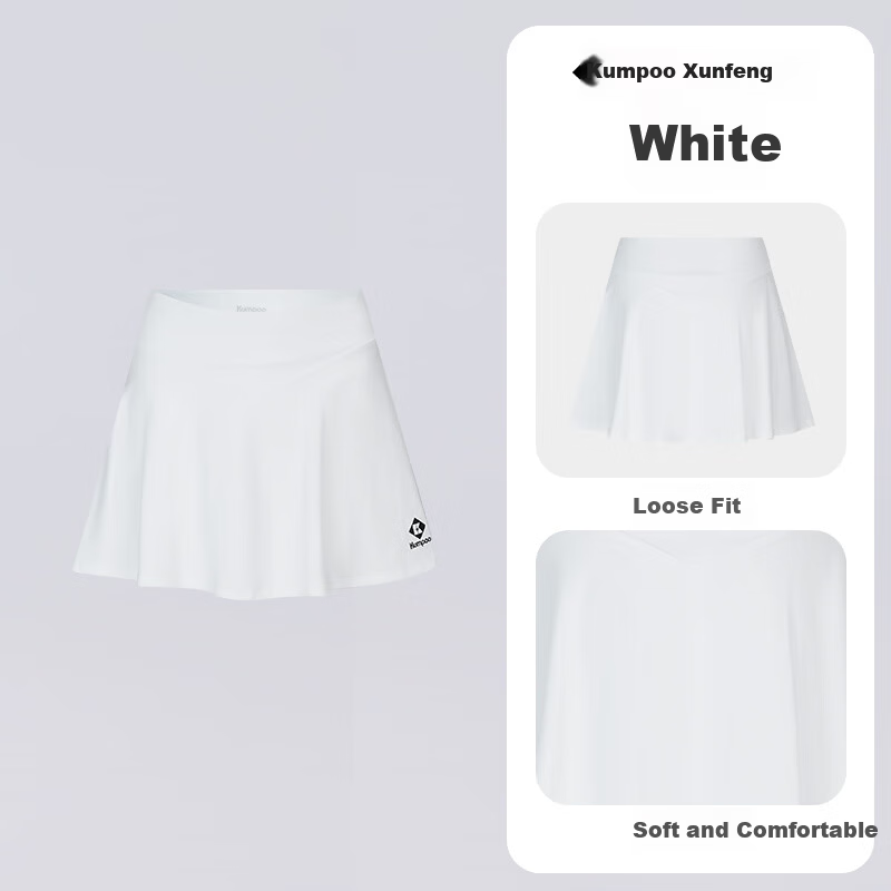 KUMPOO Women's Badminton Apparel Simple Versatile K261W-7182 Skirt White S