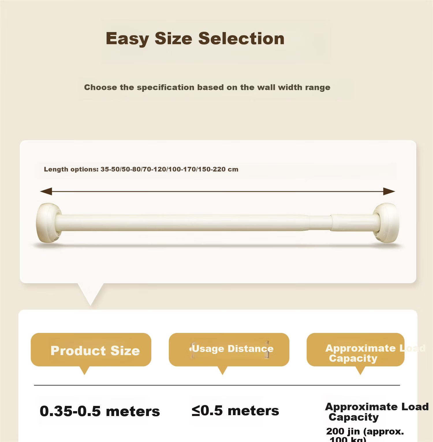 Submarine No-Drill Telescopic Clothes Drying Rod 304 Stainless Steel Shower Curtain Rod Balcony Clothes Hanger 50-80cm 24