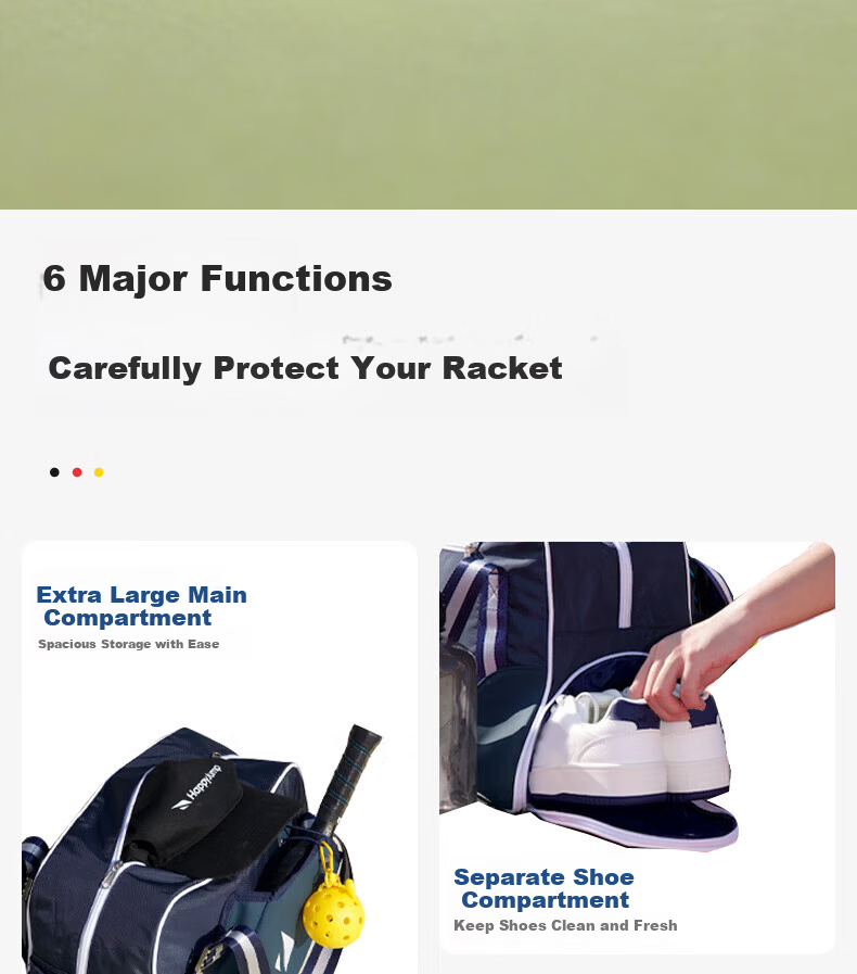 HiJump (Germany) Pickleball Dedicated Bag Unisex Handheld Shoulder Large Capacity Independent Shoe Compartment Portable Sports Storage Bag 2