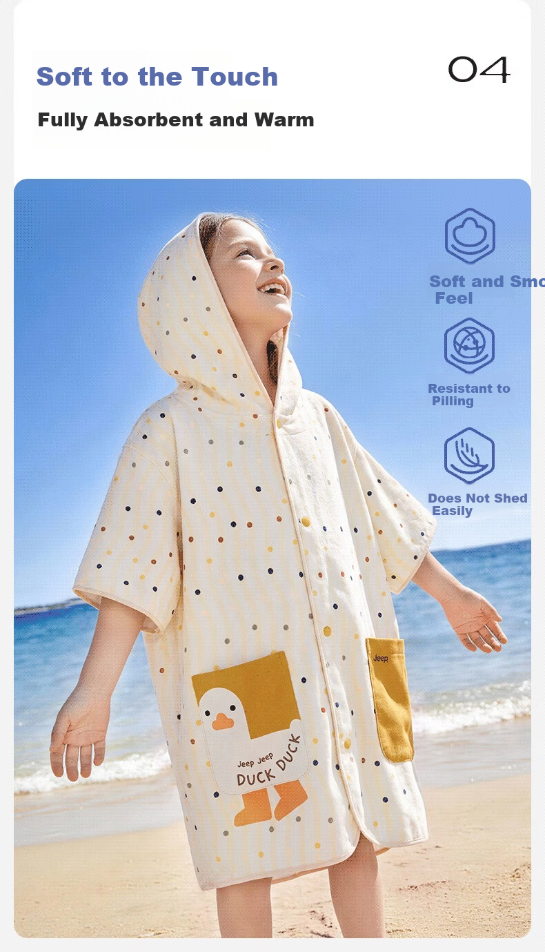 JEEP Quick-Dry Kids Absorbent Wearable Cape Swimming Robe Travel Portable Beach Towel Light Lotus Green 8