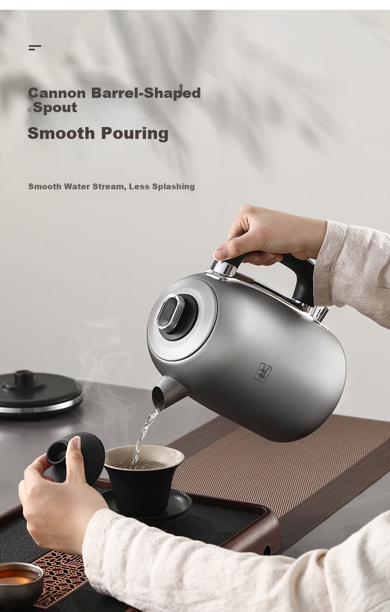 Biooner Pure Titanium Electric Kettle 2.3L Large Capacity Auto Shut-Off Insulated Tea Kettle Ti-16 7