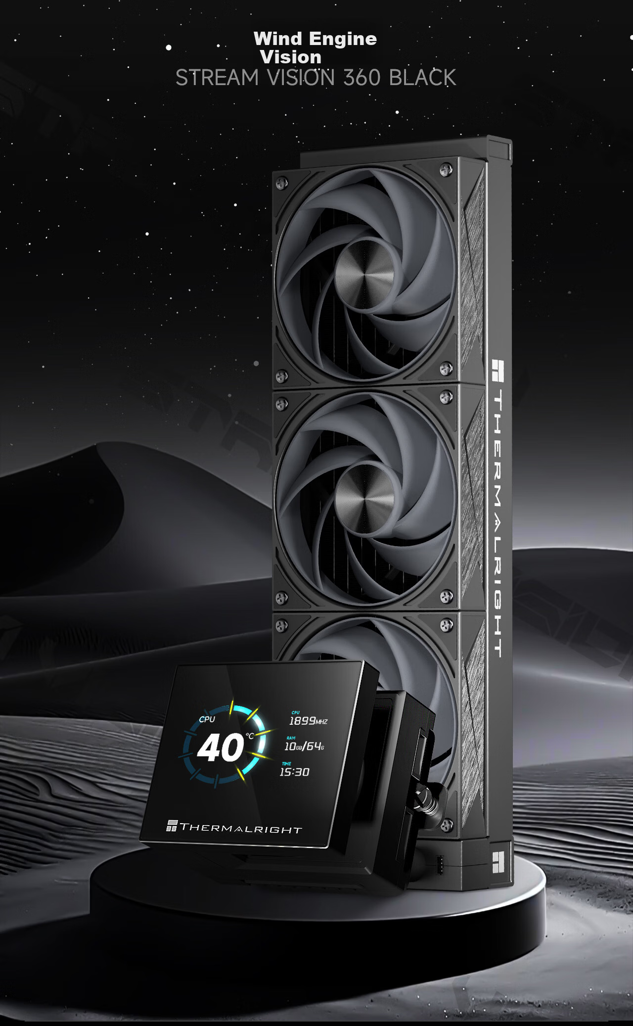 Thermalright STREAM VISION 360 BLACK All-in-One Liquid Cooler SV360 BLACK Embedded Fan 2