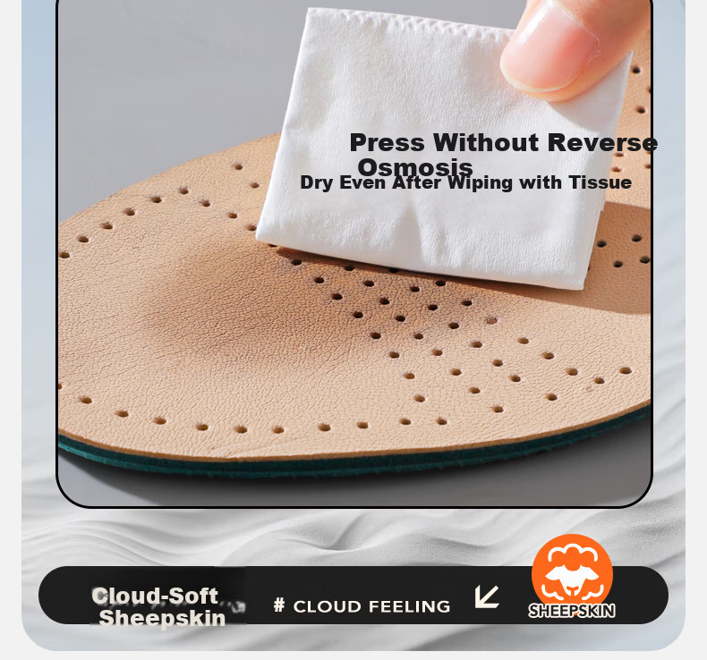 MINISO Sheepskin Insoles Sweat-Absorbing Breathable Shock-Absorbing Soft Anti-Odor Durable Comfort Insoles Size 39-40 13