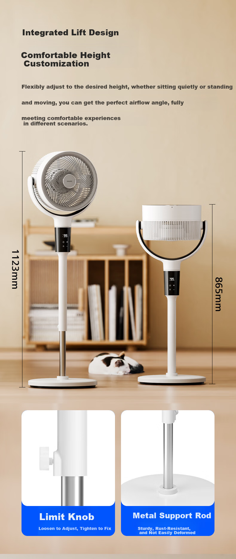 PHILIPS Air Circulation Fan Hurricane 99-Speed DC Inverter Floor Fan Home Quiet Automatic Oscillation Purification 3D Oscillation Table Fan High Wind Remote Control ACR3262CFD 6