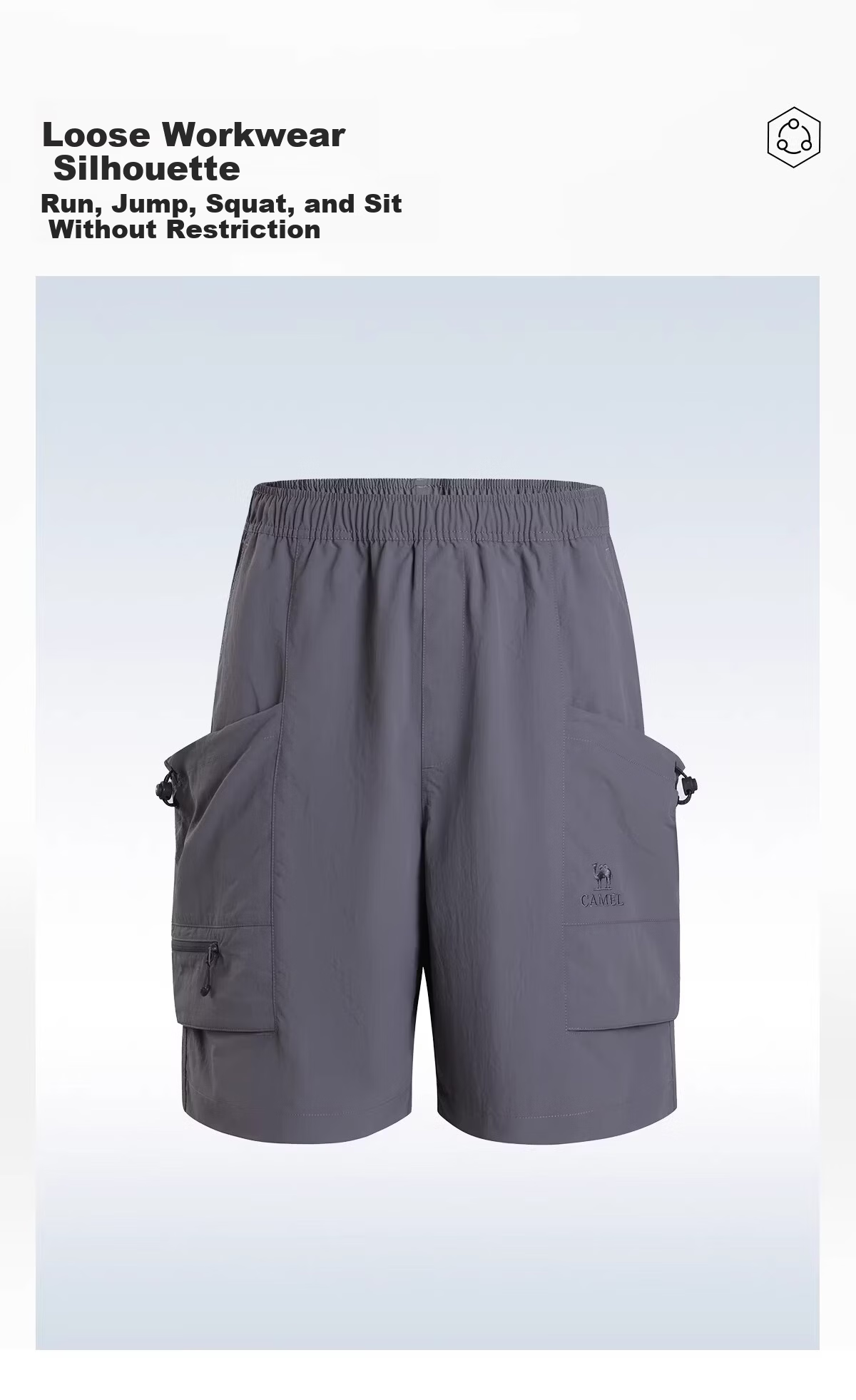 CAMEL Men's Outdoor Quick-Dry Shorts 2026 Spring Summer Cooling Sun Protection Moisture-Wicking Durable Hiking Mountaineering Work Shorts 9132 9