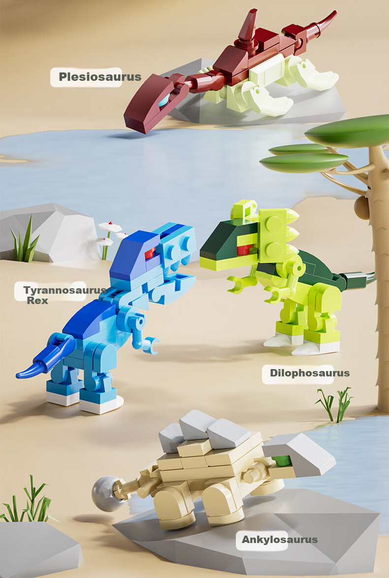 JEPPE Dinosaur Toy Blind Box Small Building Blocks Student Prize DIY Assembly Kids Kindergarten Children's Day Gift 4