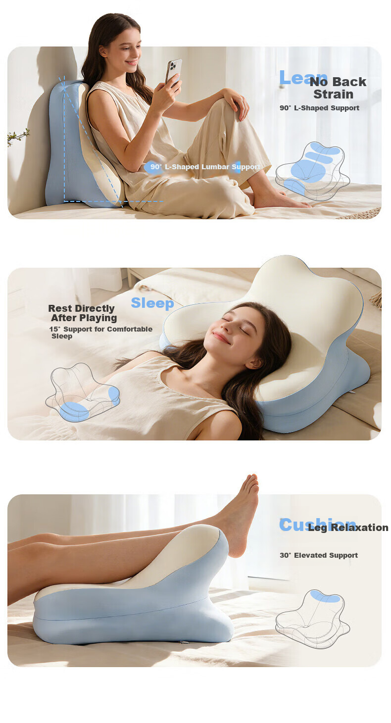 CORY Blue Multifunctional Adult Prone Pillow for Bed, Phone Use, and Lounging 5