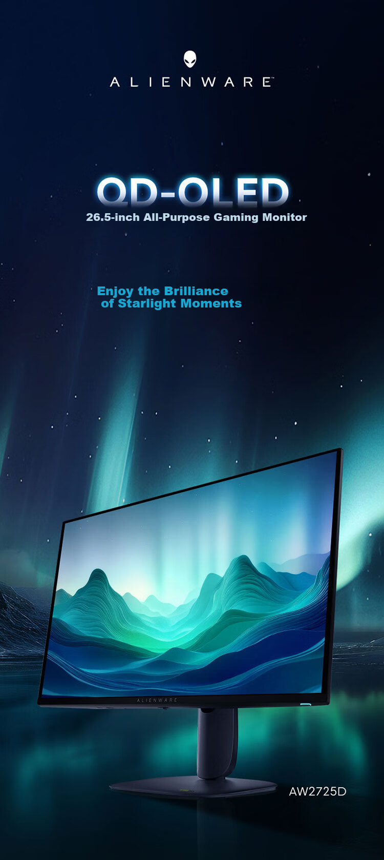 Alienware 27-Inch 4K Gaming Monitor QD-OLED 240Hz 0.03ms High Refresh Rate Gaming Display AW2725Q 2