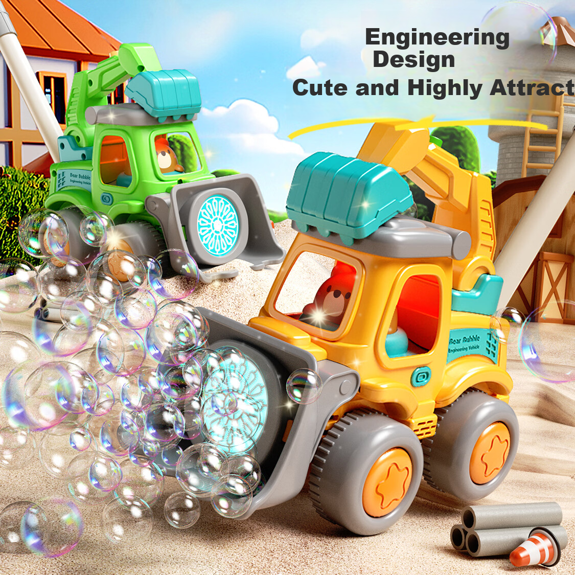 Dimanqi Children's Excavator Bubble Blower Walker Baby Push Toy Birthday Gift for Children's Day