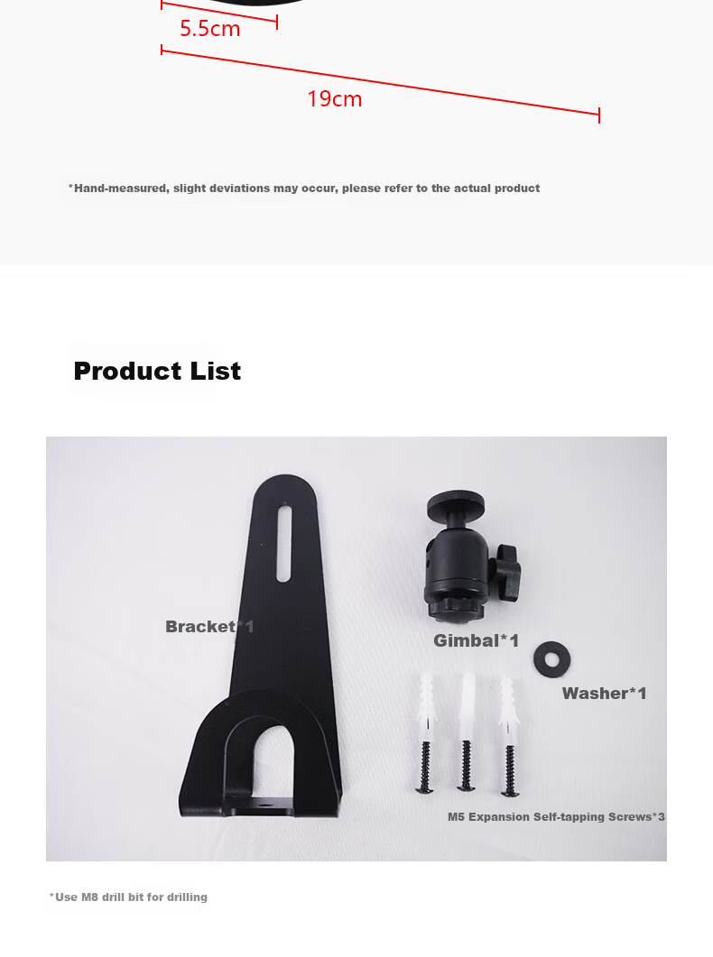 JINGMI Projector Mount W01 Side Wall Bracket Bedside Support Compatible with Single-Hole Mini Projectors for XGIMI, JmGO, Dangbei, Xiaomi, etc. 7