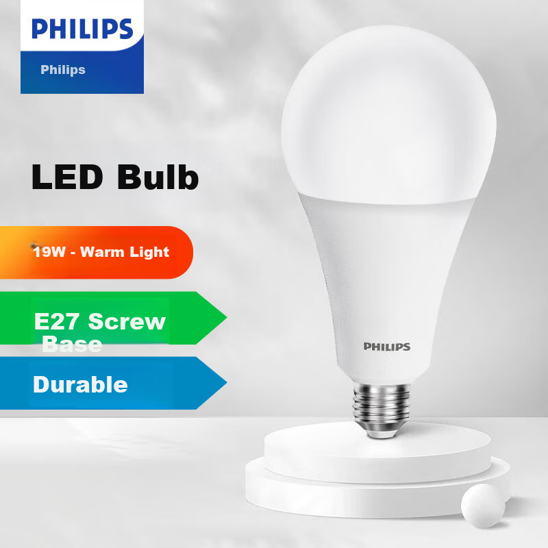 PHILIPS LED Bulb E27 Large Screw Energy-saving Bulb Extra Large Globe Replacement Incandescent Bulb Super Bright Light Source Economical Bulb 19W Warm Light 3000K