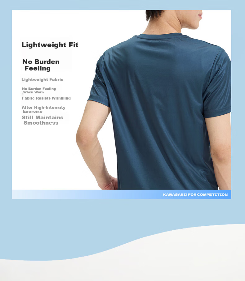 KAWASAKI New Badminton Shirt Unisex Professional Quick-Dry Competition Jersey Sky Blue S 15