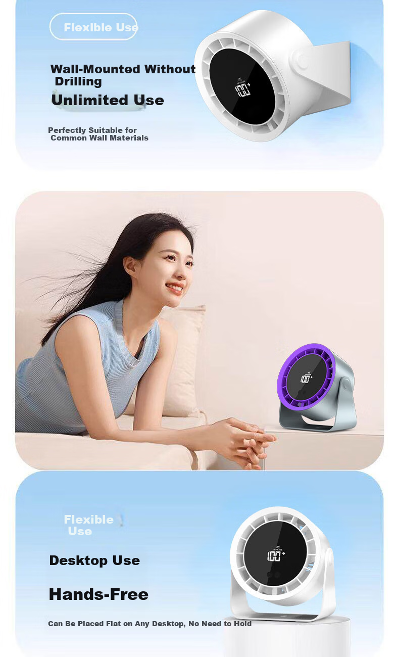 Xuanka 100-Speed Silent Circulating Desktop Fan Portable Cooling Small Fan for Students Dormitory Camping Home Office USB Rechargeable 3C Certified 11