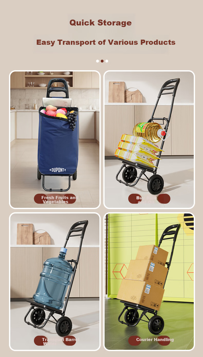 DU PONT Portable Foldable Grocery Cart Household Flatbed Shopping Trolley Stair-Climbing Helper 6