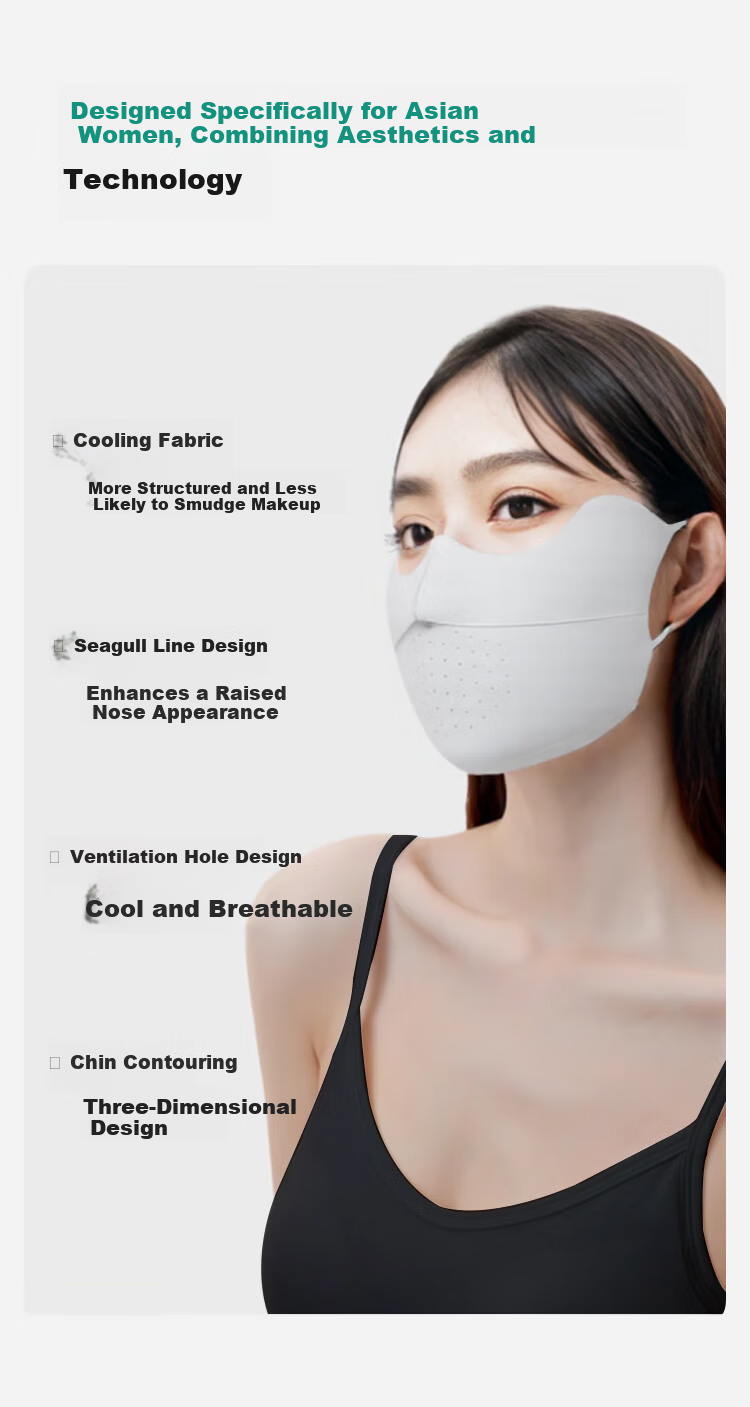 Chuyisheng Sunscreen Mask for Women Full Face Sun Protection UV Protection Face Bikini Summer Lightweight Breathable Blue Smoke Gray 3