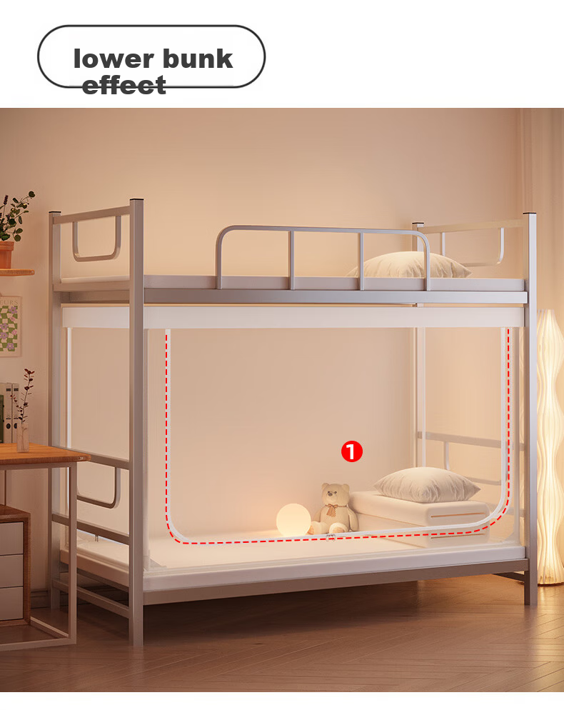 Lazy Infinity High School Student Dormitory Mosquito Net Universal Bunk Bed Mosquito Net Frame 0.9m Three-Door No Installation Dustproof Top 10